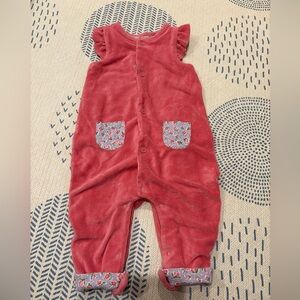 Baby Boden Pink Romper with Floral Cuffs